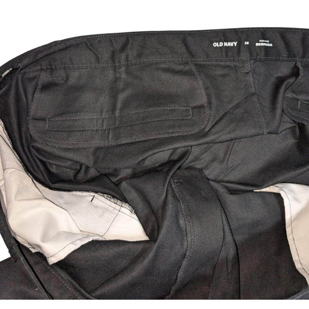 Old Navy Womens Black High-Rise Bermuda Shorts Size 28 With Adjustable Waist & B - Picture 10 of 10